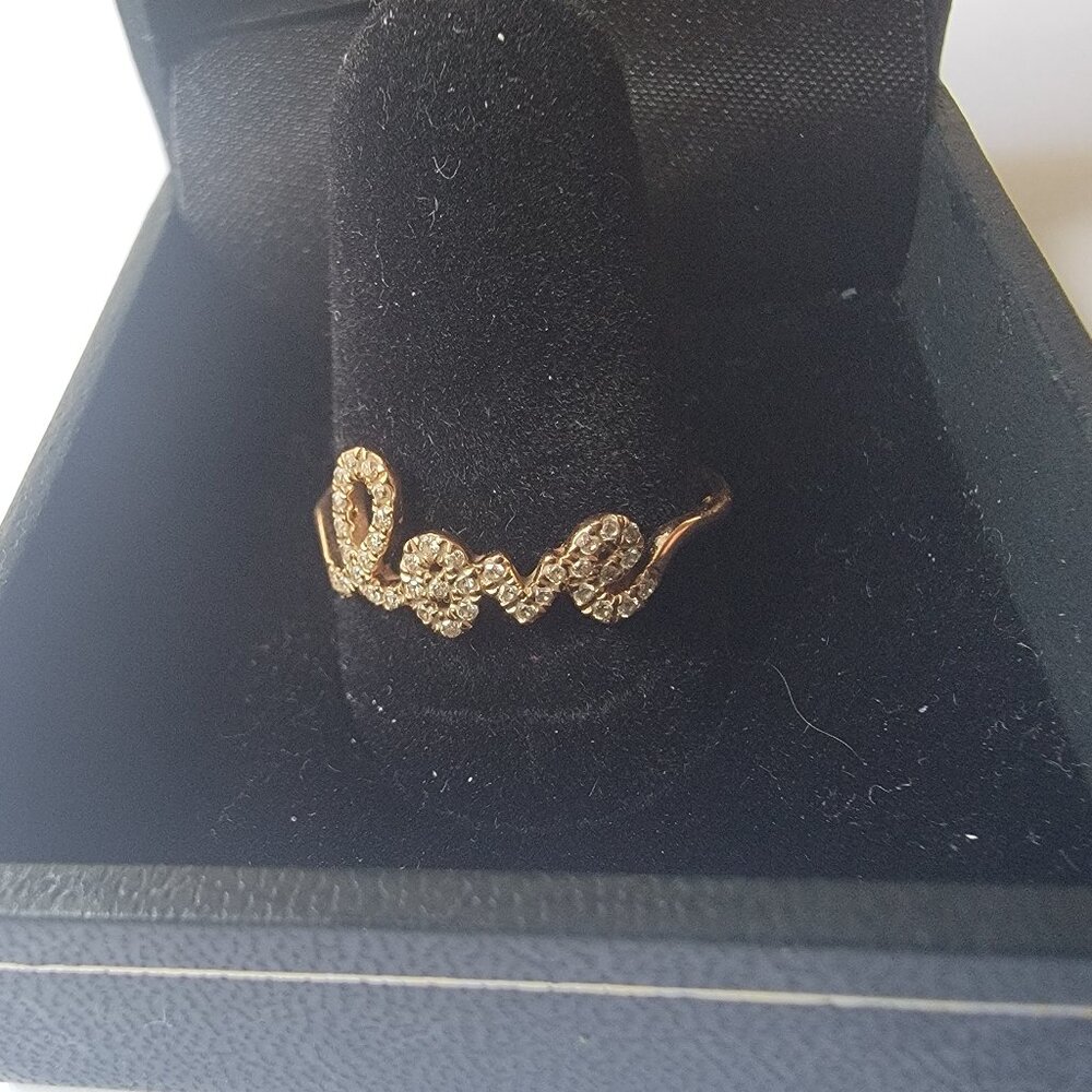 Sydney Evan LOVE ring Pave Rose Gold Size 6.75